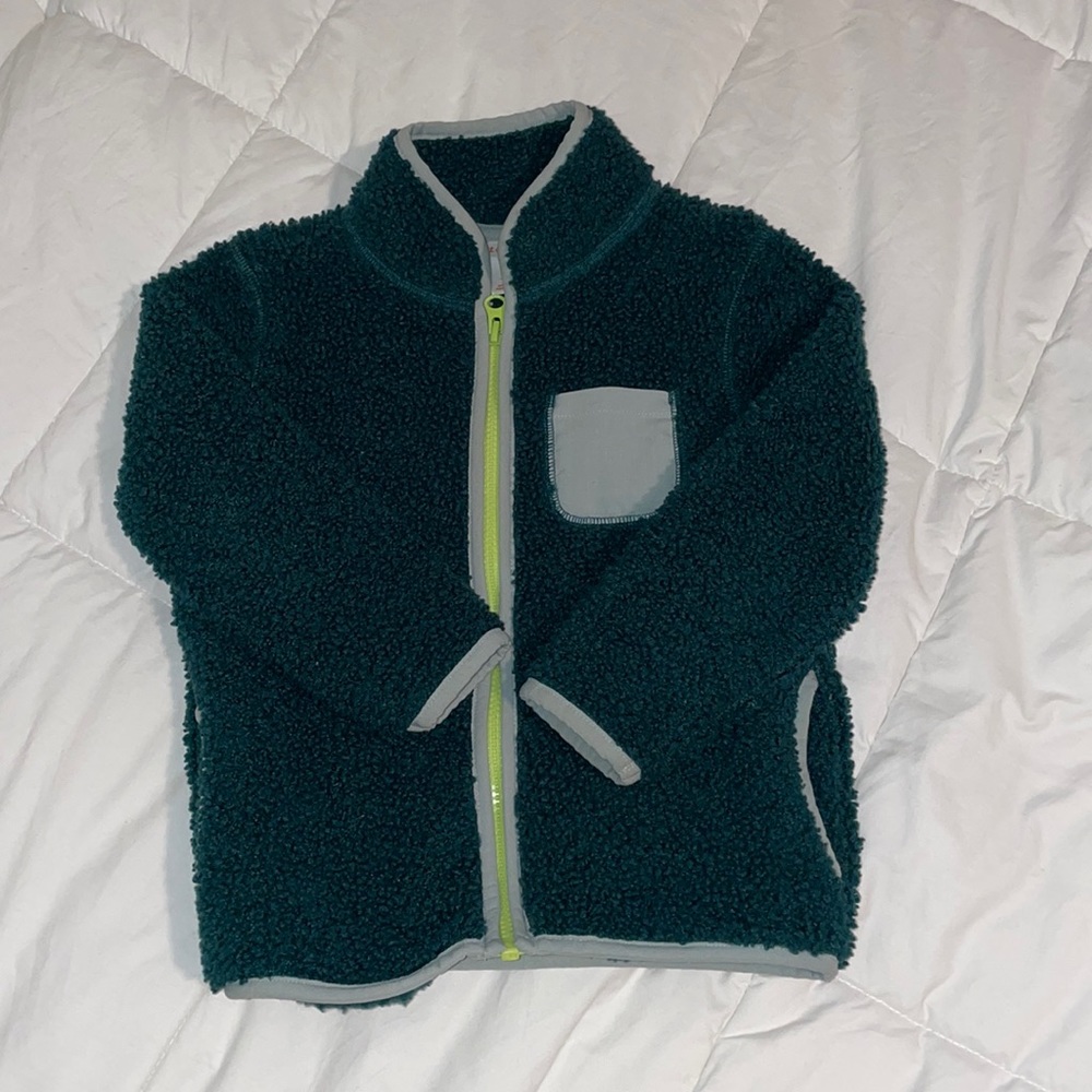 Cat and Jack 3T.  Forest Green/lime zipper. Fleece.